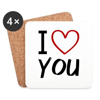 Je t’aime - Dessous de verre (lot de 4) - blanc - Devant