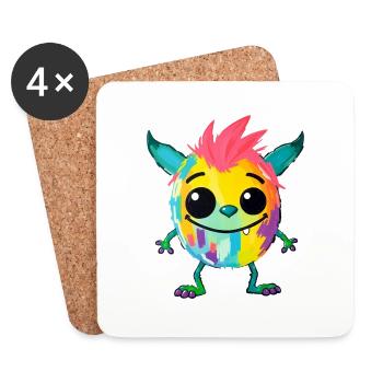 Bunte Monsterkunst - Niedlicher & verspielter Charakter - Untersetzer (4er-Set) - Weiß - Vorne