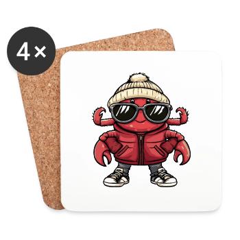 crabe crabe bande dessinée cool - Dessous de verre (lot de 4) - blanc - Devant