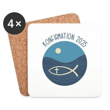 Konfirmation Fisch Christen Symbol Kirche Glaube - Untersetzer (4er-Set) - Weiß - Vorne