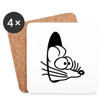 Trou de souris Trou de souris Trou de souris Peeps Mignon Drôle Bande dessinée - Dessous de verre (lot de 4) - blanc - Devant