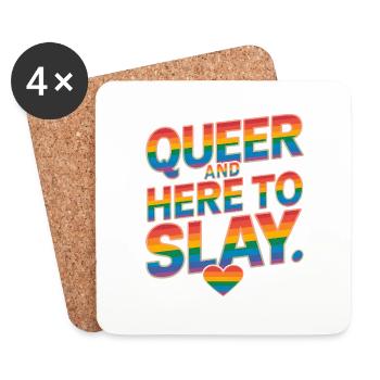 Queer And Here To Slay LGBTQ Gay Pride Month LGBT - Coasters (set of 4) - white - Front
