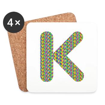 Buntes Herz K Design – Einzigartig & Stylisch! - Untersetzer (4er-Set) - Weiß - Vorne