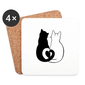 Cat love black and white - Coasters (set of 4) - white - Front