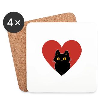 LIEBE KATZE FÜR VALENTINSTAG T-SHIRT - Untersetzer (4er-Set) - Weiß - Vorne