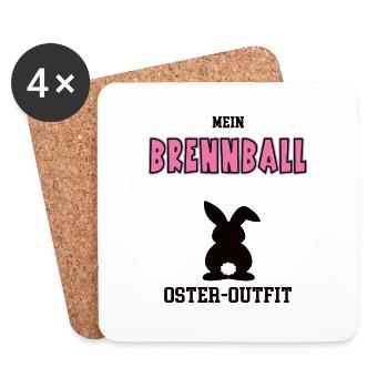 Brennball Oster Outfit Ostergeschenk Brennballerin - Untersetzer (4er-Set) - Weiß - Vorne