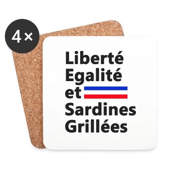 Freiheit, Gleichheit und gegrillte Sardinen - Untersetzer (4er-Set) - Weiß - Vorne