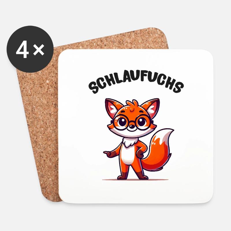fuchs schlau - Untersetzer (4er-Set) - Weiß