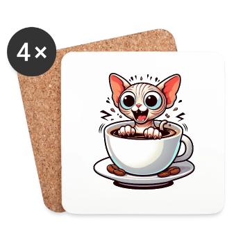 Sphinx Cat Coffee Coffee Lover Design - Coasters (set of 4) - white - Front