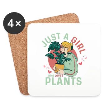 Juste une fille qui aime les plantes Jardinage botanique - Dessous de verre (lot de 4) - blanc - Devant