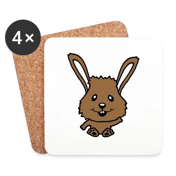 Hase Kaninchen Häschen Cartoon Kleintier niedlich - Untersetzer (4er-Set) - Weiß - Vorne
