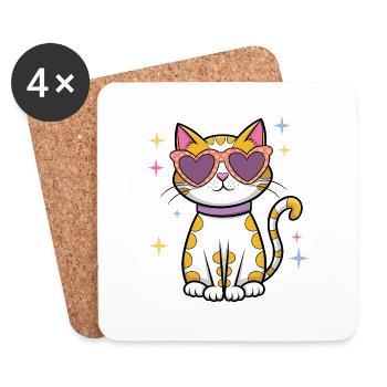 Étincelle de chat - Dessous de verre (lot de 4) - blanc - Devant