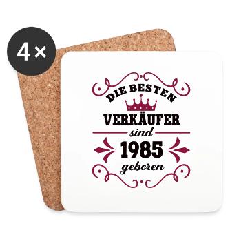 Verkäufer Geburtstag Jahrgang 1985 Verkäuferin - Untersetzer (4er-Set) - Weiß - Vorne