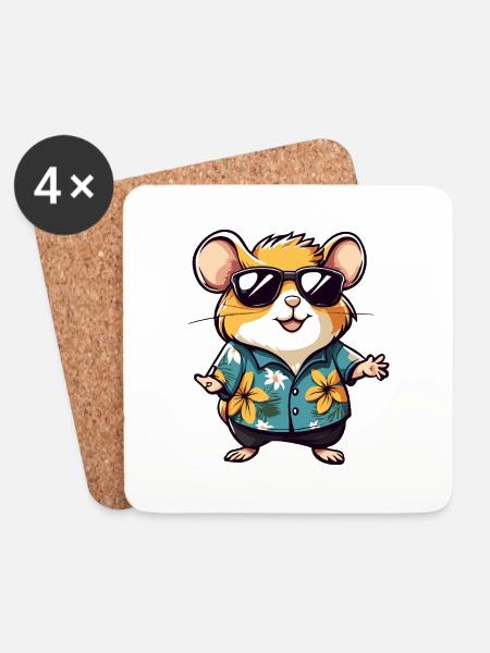 Hamster Funny Summer - Coasters (set of 4) - white