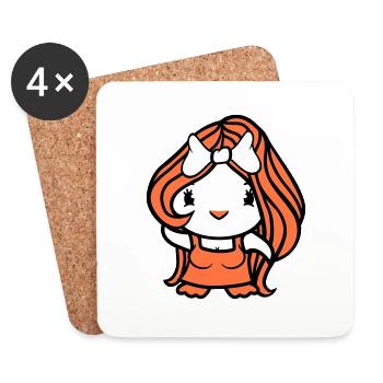 Oiseau Dame Femme Femme Jolie Robe Arc - Dessous de verre (lot de 4) - blanc - Devant