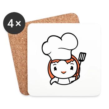 Oiseau Chef Chapeau Canard Délicieux Faim Nourriture Mignon - Dessous de verre (lot de 4) - blanc - Devant
