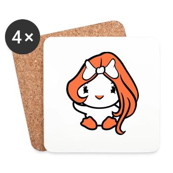 Bird Lady Woman Female Pretty Face Bow - Coasters (set of 4) - white - Front