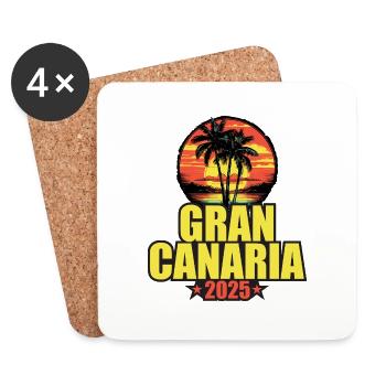Gran Canaria 2025 Urlaub Palmen Bunt - Untersetzer (4er-Set) - Weiß - Vorne