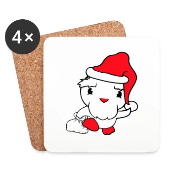 Canard Père Noël Cadeaux Noël Père Noël - Dessous de verre (lot de 4) - blanc - Devant
