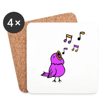 Musiknoten Singvogel Spatz singt zwitschert Musik - Untersetzer (4er-Set) - Weiß - Vorne