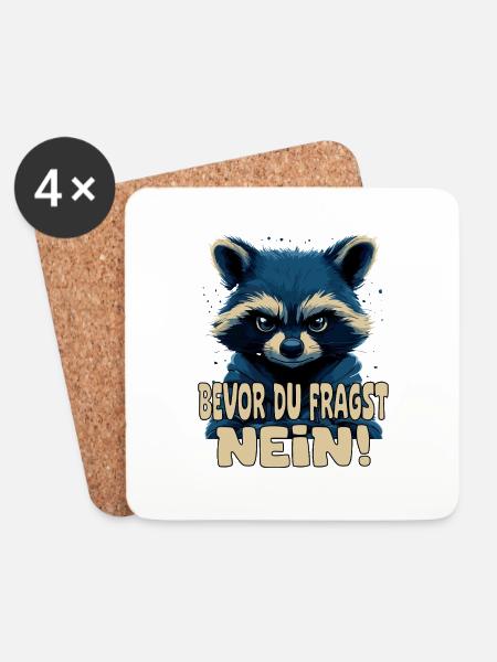 Lustiger Waschbär mit Spruch - Untersetzer (4er-Set) - Weiß
