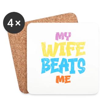 My Wife Beats Me at Every Game Funny Joke Husband - Untersetzer (4er-Set) - Weiß - Vorne