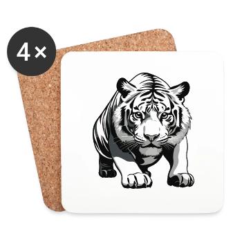 Tiger - Animal Design - Coasters (set of 4) - white - Front