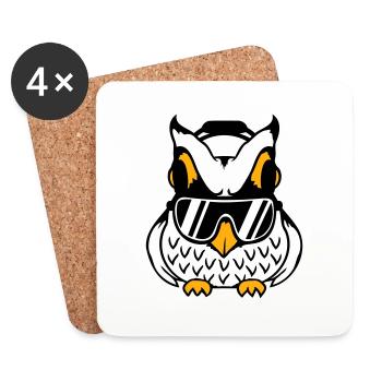 Owl Headphones Sunglasses Cool Music Listening Party - Coasters (set of 4) - white - Front