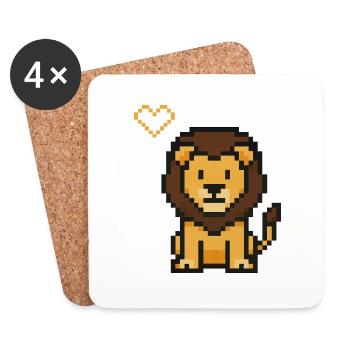 Lion Pixel - Dessous de verre (lot de 4) - blanc - Devant