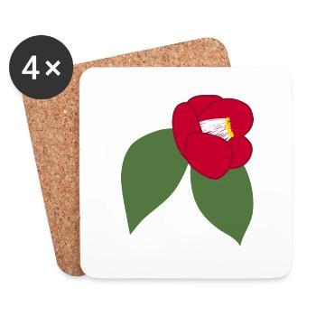 Elegante Rote Kamelienblüte Illustration1 - Untersetzer (4er-Set) - Weiß - Vorne