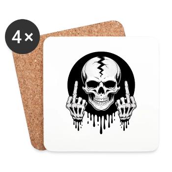 Skeleton Major Skull Symbol - Coasters (set of 4) - white - Front