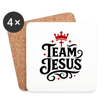 Team Jesus Krone - Untersetzer (4er-Set) - Weiß - Vorne