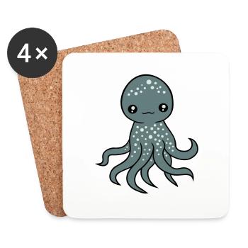Oktopus Kraken Tintenfisch Kopffüßer süß niedlich - Untersetzer (4er-Set) - Weiß - Vorne