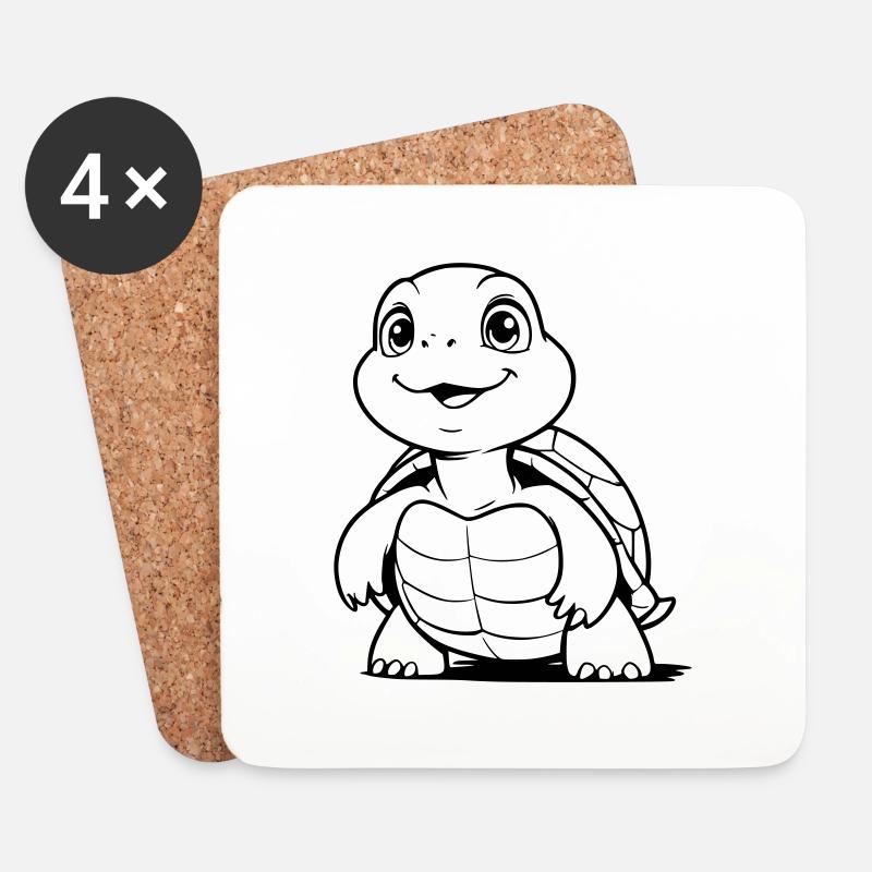 Niedliche Schildkroete als Vektorgrafik - Untersetzer (4er-Set) - Weiß