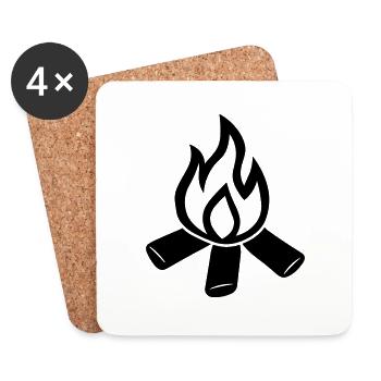 Feu de camp - Dessous de verre (lot de 4) - blanc - Devant