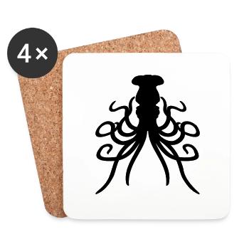 Oktopus Kraken Tintenfisch Kopffüßer Silhouette - Untersetzer (4er-Set) - Weiß - Vorne