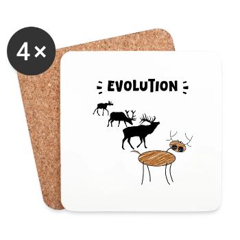 Deer Evolution – Drôles d’étapes de l’évolution. - Dessous de verre (lot de 4) - blanc - Devant