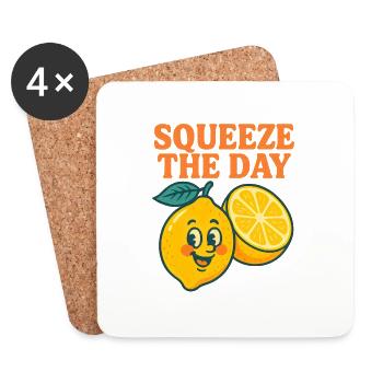 Lemon Summer Fruit Citrus Vintage - Coasters (set of 4) - white - Front