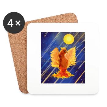 Oiseau de feu lumineux cosmique : Cyber-Semurg - Dessous de verre (lot de 4) - blanc - Devant