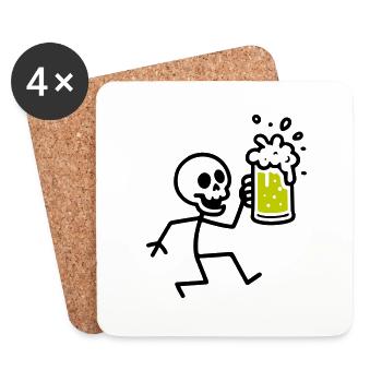 Skeleton Beer Drinking - Coasters (set of 4) - white - Front