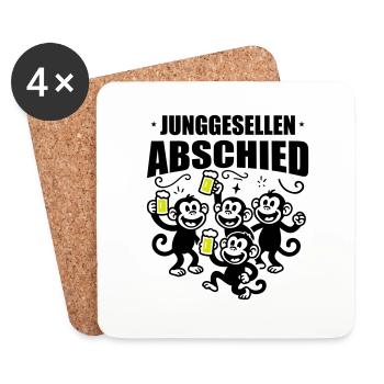 Junggesellenabschied Jga Affen Bier - Untersetzer (4er-Set) - Weiß - Vorne