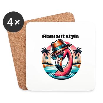 Flamingo Retro Cool Tropical Synthwave T-shirt - Untersetzer (4er-Set) - Weiß - Vorne