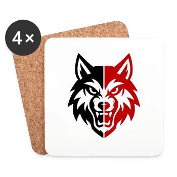 Wolf Kopf Logo - Untersetzer (4er-Set) - Weiß - Vorne