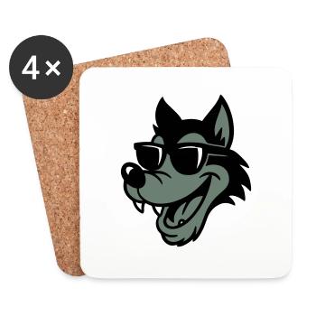 Bande dessinée loup - Dessous de verre (lot de 4) - blanc - Devant