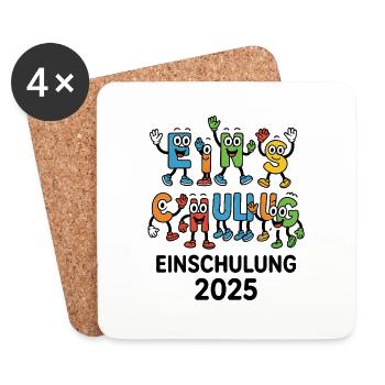 ABC-Gang – Einschulung 2025 - Untersetzer (4er-Set) - Weiß - Vorne