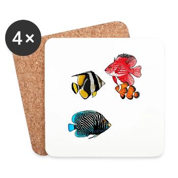 Exotische Fische - Untersetzer (4er-Set) - Weiß - Vorne