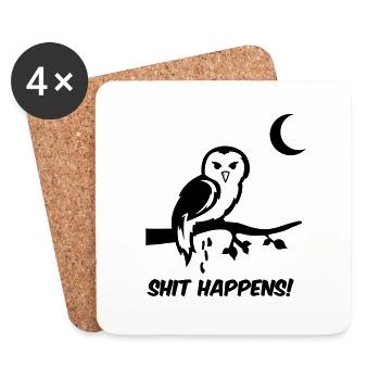 eule shit happens - Untersetzer (4er-Set) - Weiß - Vorne