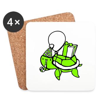Water Turtle Birthday Party Balloon Hat - Coasters (set of 4) - white - Front