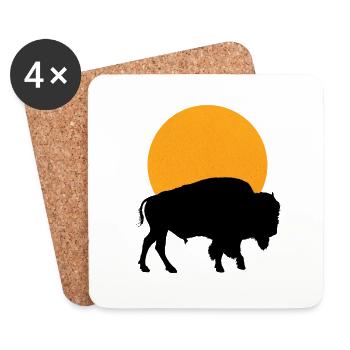 Bison silhouette - Coasters (set of 4) - white - Front