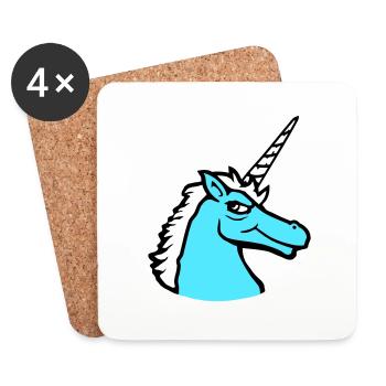 Licorne Cool Guy Sourire Maléfique Cheval de dessin animé - Dessous de verre (lot de 4) - blanc - Devant